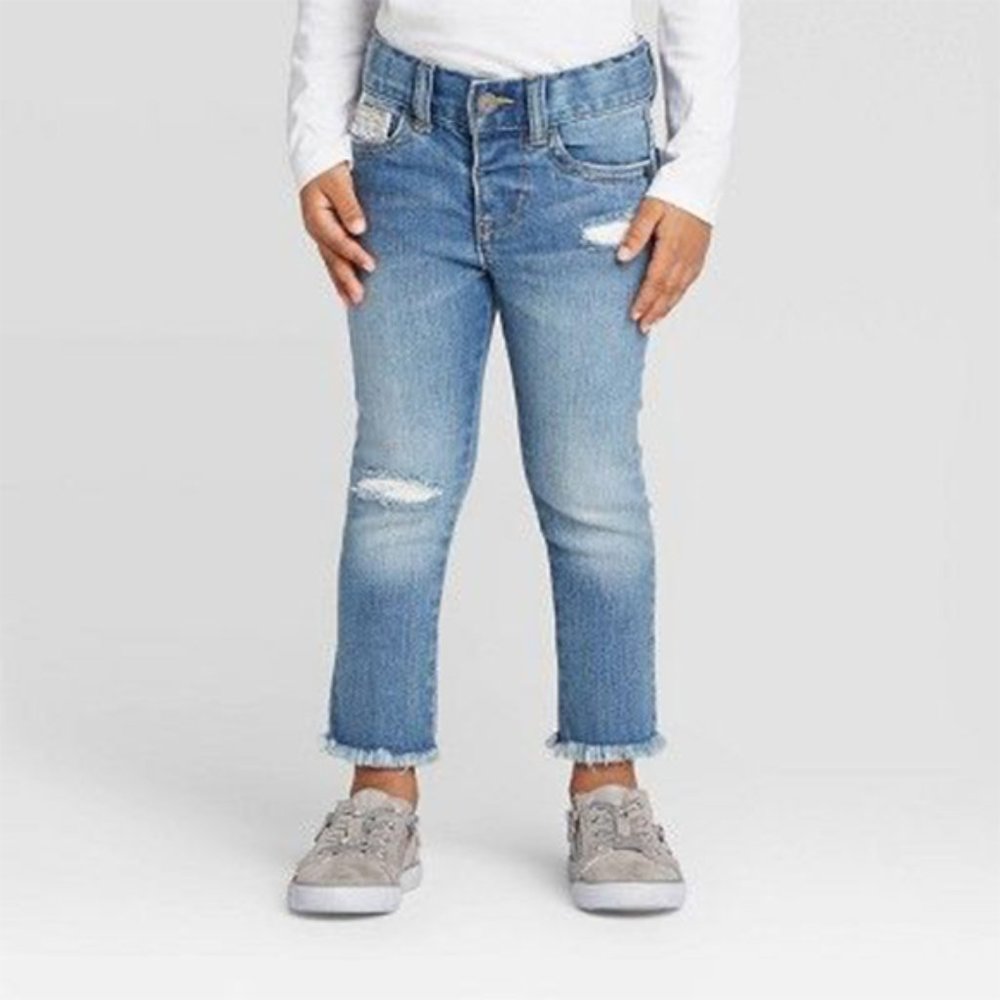 Cat & Jack Baby Girl Stretch Fray Hem Skinny Jeans